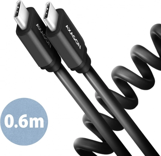 Twister USB‑C към USB‑C кабел 0,6 m, USB 2.0, 3 A, алуминий, PVC, черен