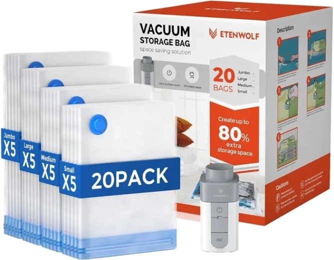 Etenwolf VB03 Vacuum Pump with Set of 20 Vacuum Bags