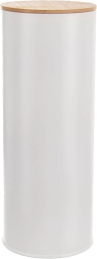 Whiteline 28.5 cm metal food storage canister with bamboo lid for kitchen