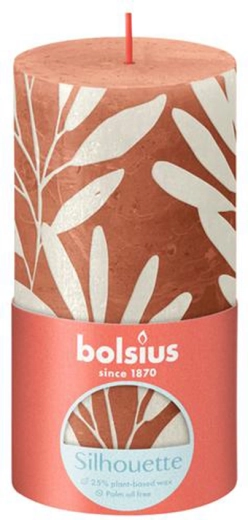 Rustic candle coral and sage 130 × 68 mm