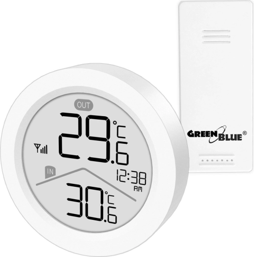 Wireless weather station with IN/OUT thermometer and clock GREENBLUE