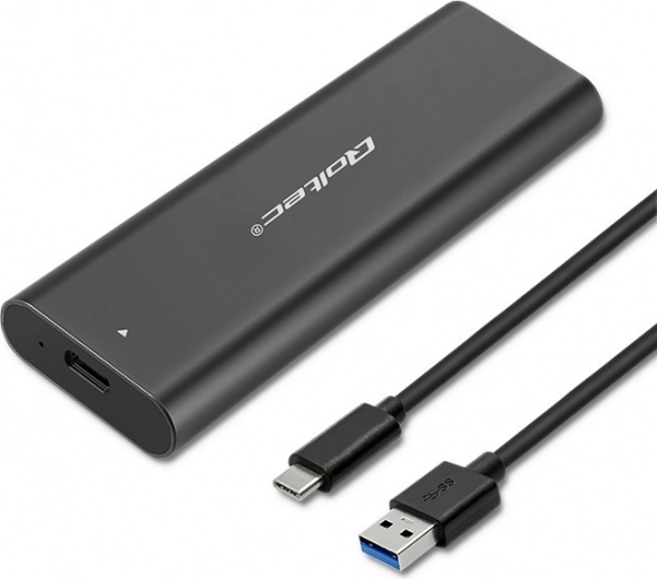 Външен алуминиев корпус за M.2 SATA SSD (NGFF) с USB‑C, Qoltec