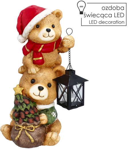 Christmas figurine of bears with LED lantern