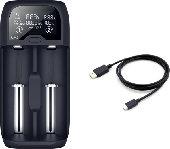 Solight smart battery charger for Li-Ion/LiFePO4/Ni-MH/Ni-Cd with LCD display, 2 channels, 2000 mA