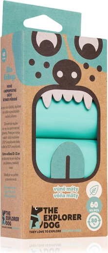 Explorer dog recycled dog poop bags with mint scent, 60 pcs