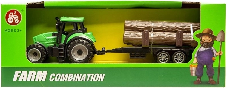 Small tractor with a log trailer - 1 piece