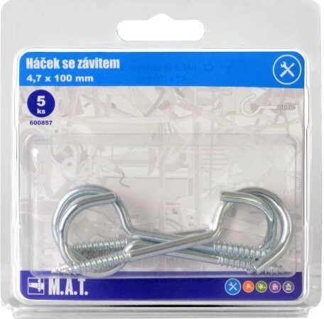 Кука с резба Zn 100 × 4,7 mm, опаковка 5 бр.