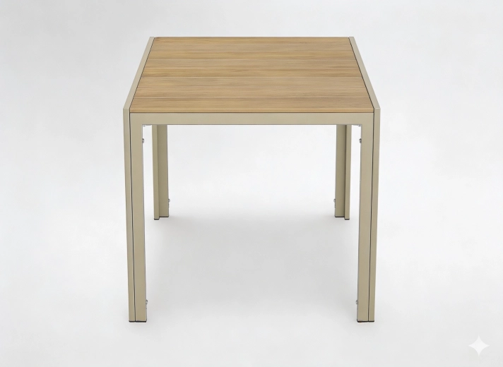 Aluminum garden table beige 80 × 80 × 73 cm