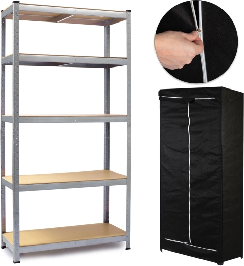 Metal shelving unit 180 × 90 × 40 cm with free cover Humberg