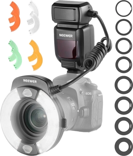 Rich accessories: 49–77 mm adapters and color gels