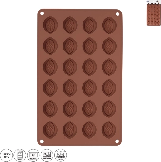 Silicone chocolate mold for pralines, 24 pcs – coffee bean