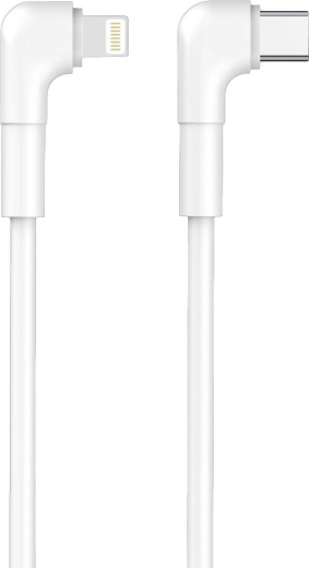 Maxlife ъглов кабел USB‑C към Lightning 1 m, 27 W, бял