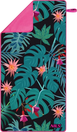 Quick-drying microfiber towel NILS Camp with tropical pattern 160 × 80 cm