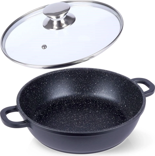 Гранитен тиган със стъклен капак GRANDE 24 cm