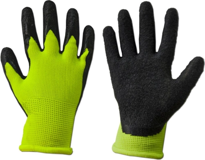 Protective work gloves with latex coating