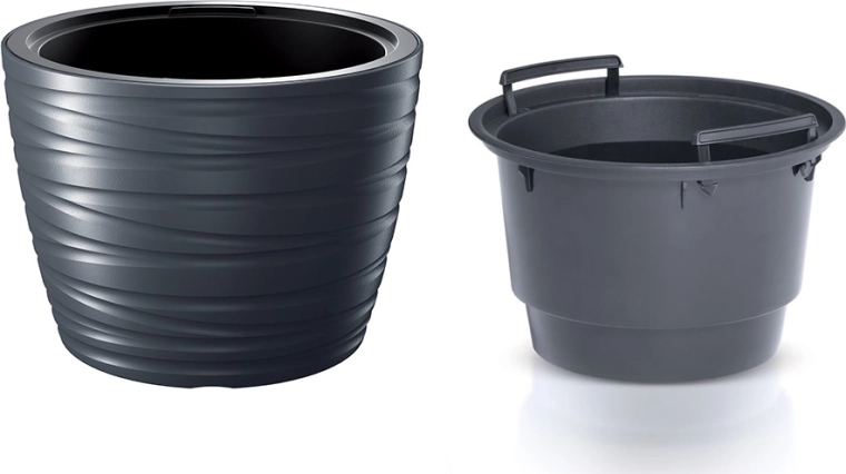 Low planter with insert MAZE 47.5 cm anthracite