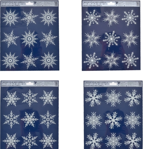 Window Decorative Film with Glitter Snowflakes 24 × 27 cm (4 variants)