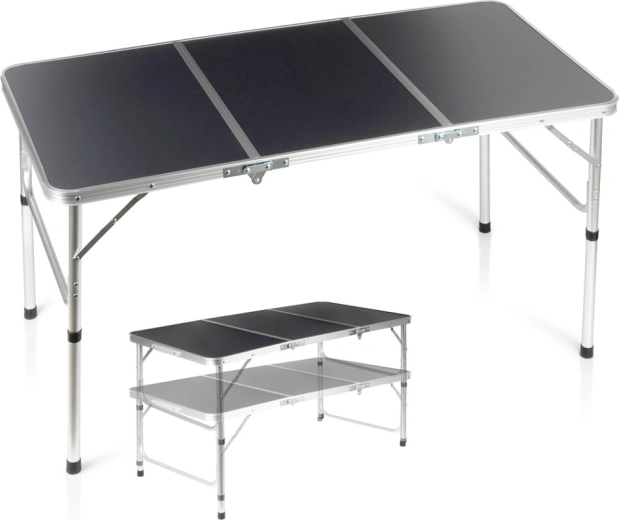 2-in-1 Folding Camping Table with Adjustable Height 120 × 60 cm, Graphite Vilde