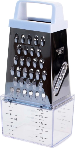 Stainless steel four-sided grater with container 20 cm