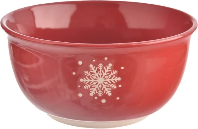 Red ceramic bowl with snowflake motif 570 ml