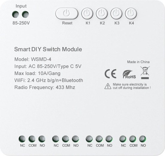 Smart four-channel AVATTO switching module for DIY 250 V