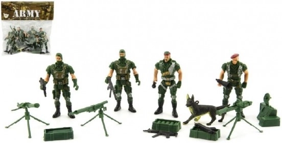 Set of toy soldiers with accessories, 4 pcs, plastic
