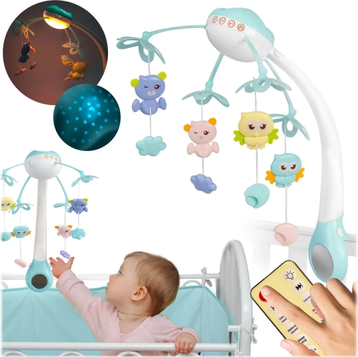 Crib mobile with projector, blue