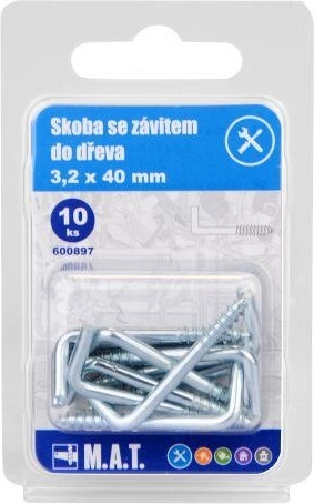 Скоба с резба за дърво 40 × 3,2 мм, поцинкована (10 бр.)