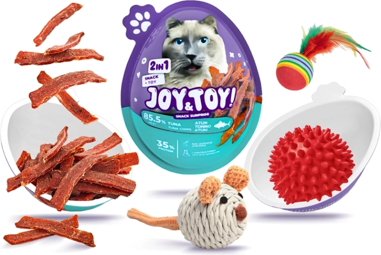 Joy&toy! яйце за котки с изненада – чипс от риба тон