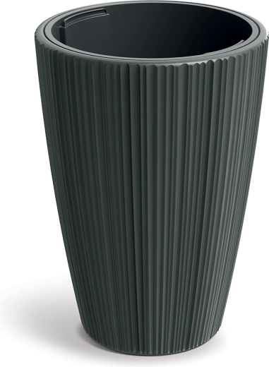 ORO Flowerpot 29.8 cm dark grey with insert
