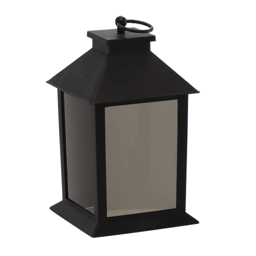 Black LED lantern with three candles