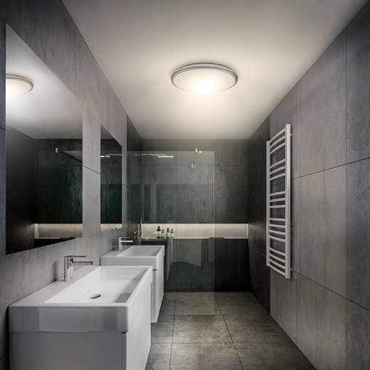 For damp areas and outdoors: IP54 protection