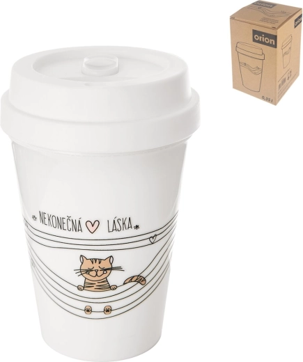 Plastic UH thermal cup “Endless Love” with cat, 0.35 l