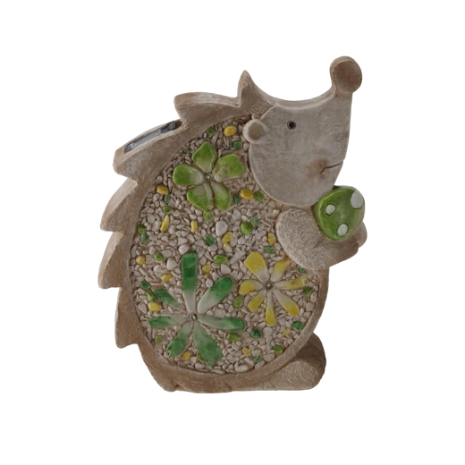 Garden hedgehog figurine with solar LED lighting