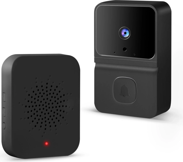 Wireless Wi-Fi HD Video Doorbell System with Battery, Black
