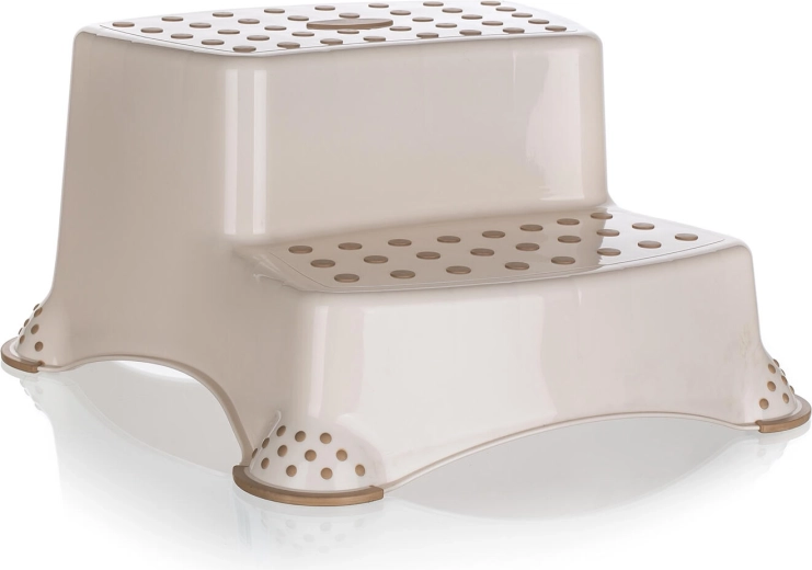Non-slip two-step stool cream 40 × 37 × 21 cm