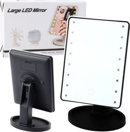 Cosmetic LED Mirror with Stand and Dimming Black