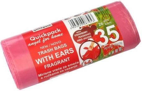 Trash bags with handles 35 l with fresh strawberry scent