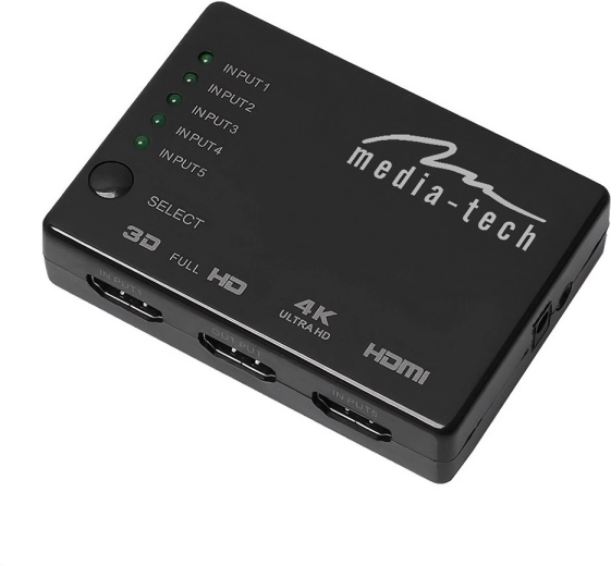 MEDIA-TECH HDMI Switch 5×1 4K with Remote Control
