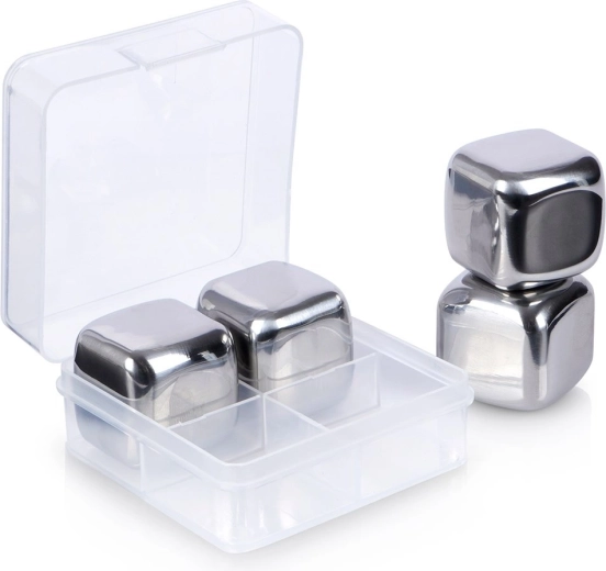 Stainless steel drink cooling cubes, reusable, 4 pcs