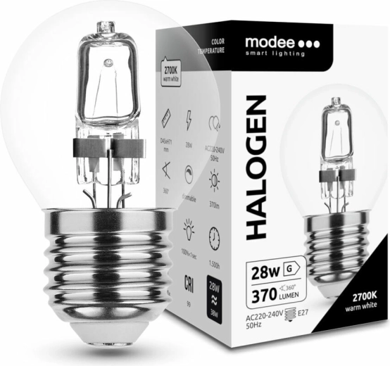 Modee Halogen Bulb Mini Globe 28W E27, 370 lm, Warm White, Dimmable