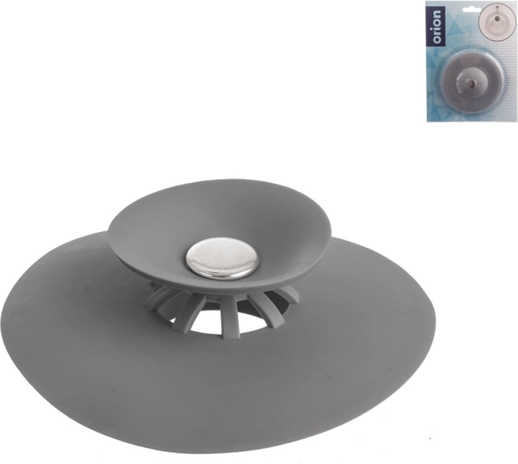 Rubber drain stopper 10 cm, grey