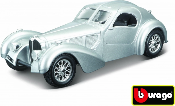 Bugatti Atlantic 1:24 silver model car by Bburago