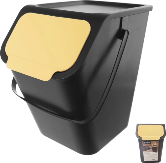Plastic waste bin 25 L with yellow lid