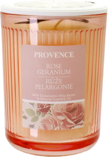 Provence Scented Candle in a Glass with Rose and Geranium Fragrance