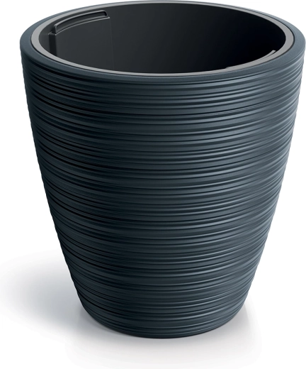 Plant pot VENA ROUND with insert 19.8 cm, anthracite