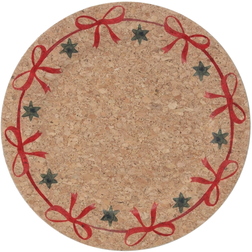 Кръгла коркова подложка с панделки 33 × 33 × 1,5 см, комплект 6 бр.