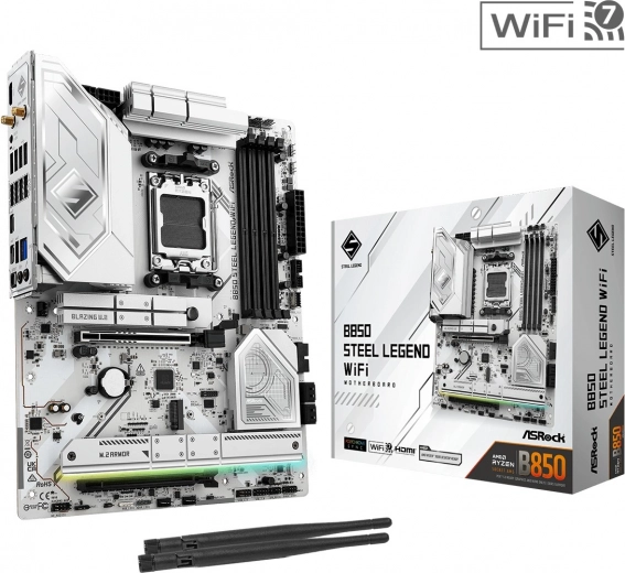 Бяла дънна платка B650 Steel Legend WiFi AM5 ATX
