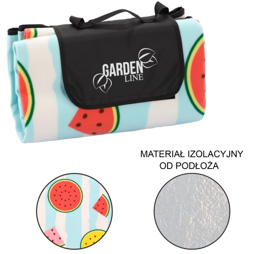 Picnic blanket 200 × 200 cm with insulation and fruit pattern