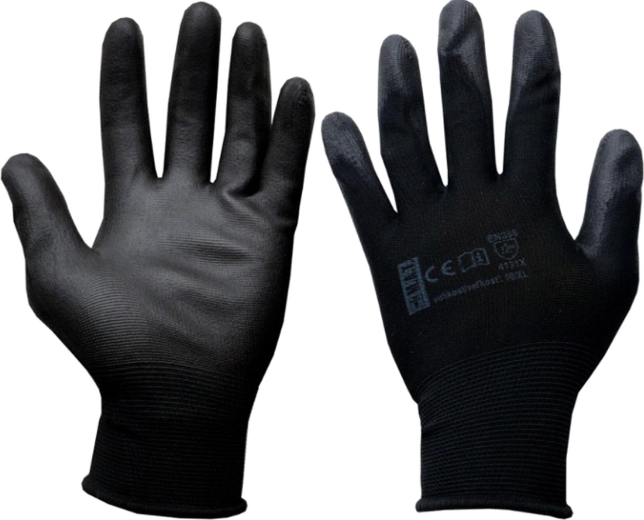 Защитни работни ръкавици PURE BLACK PU, размер 9 (L)